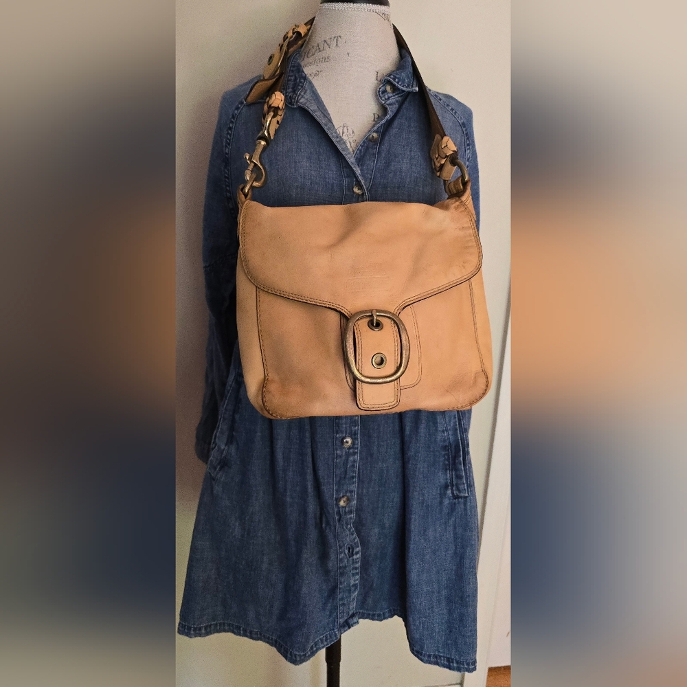 Coach 11419 Bleeker Tattersall Flap Shoulder Bag Extremely Soft Leather.